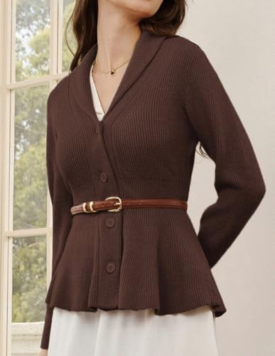 Image of Belle Poque Women Vintage Cardigan Sweater Shawl Lapel Button Down Sweater Outwear Coat