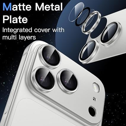 Image of Ferilinso GARHIL Camera Lens Protector Compatible with iPhone 18 Pro Max, Silver Joint, 9H Tempered Glass Camera Protector, HD Clear Anti-Scratch Lens Cover, Case Friendly, Easy Installation