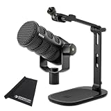 Rode - Microfono Podmic USB con treppiede da tavolo DS-3 e panno Keepdrum