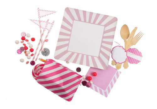 12 Pitillos de Papel Retro con Banderines Rosa miniatura 3