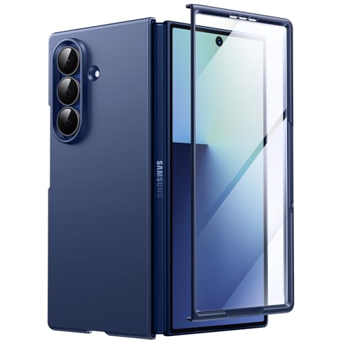 JETech Slim Case for Samsung Galaxy Z Fold 7 2025 with Built-in Front Screen Protector Ultra-Thin Lightweight Matte Finish Minimalist Protective Phone Cover (Blue)