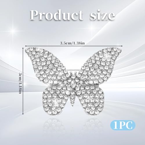 Image of Silver Butterfly Pin Rhinestone Butterfly Brooch Pin for Women ButterflyLapel Pins Silver Brooch Pins Decoration Gift
