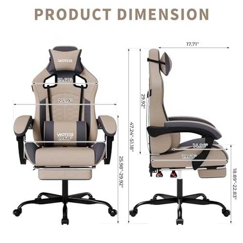 Image of Gaming Chair with Massage,Ergonomic PC Gaming Chair with Footrest Comfortable Headrest and Lumbar Support, High Back, 300LBS (Grey)