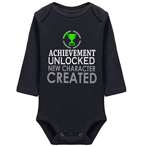 Image of Yeavomeny Achievement Unlocked New Character Created Baby Cartoon Long Sleeve Bodysuit Rompers
