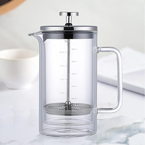 YSWPNA Glazen Karaf Pot Duurzaam Hittebestendig Drinkware met RVS Filter Thee en Opgeschuimd voor Espresso Keuken, 600ml - Afbeelding 3