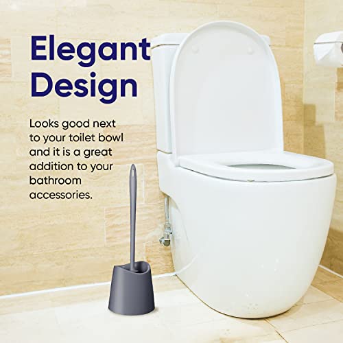 Image of Modern Toilet Brush and Holder, Grey Toilet Bowl Scrub Brush with Storage Caddy, Bathroom Cleaner. by Superio