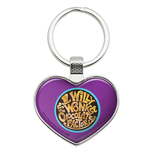 Willy Wonka and the Chocolate Factory Logo Keychain Heart Love Metal Key Chain Ring Willy Wonka and the Chocolate Factory Logo Keychain Heart Love Metal Key Chain Ring