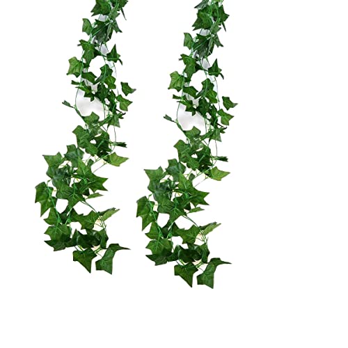 2 Pcs Lierre Artificielle Plantes Guirlande Vigne, 2.2M Lierre Plante Artificielle,Exterieur Lierres Artificielle Guirlande Vigne Décoration pour Cuisine,...
