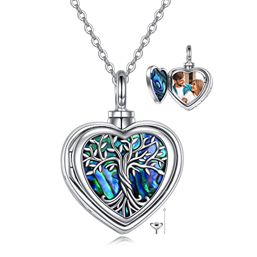ONEFINITY Sterling Silver Locket for Ashes Always in My Heart Urn Necklace for Ashes Heart Locket That Holds Pictures for Women Ashes Necklace Keepsake Memorial Ash Jewelry
