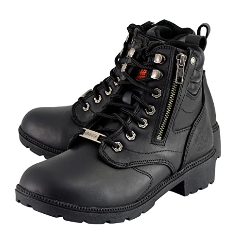 Milwaukee Leather MBL9320W Women's Black Premium Leather Wide-Width Lace-Up Motorcycle Rider Boots4