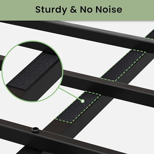 Image of LIKIMIO King Bed Frame, Tall Industrial Headboard 51.2 inch, Platform Bed Frame with Strong Metal Support, Solid and Stable, Noise Free, No Box Spring Needed, Easy Assembly, Dark Brown