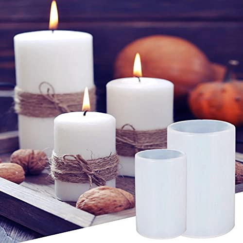 qianyu Pillar Candle Mould for Candle Making, Cylinder Silicone Candle Mould - DIY Resin Casting Mold for Making Wax Moulds, Soaps, Flower Specimen (2Pcs) (Round Shape)