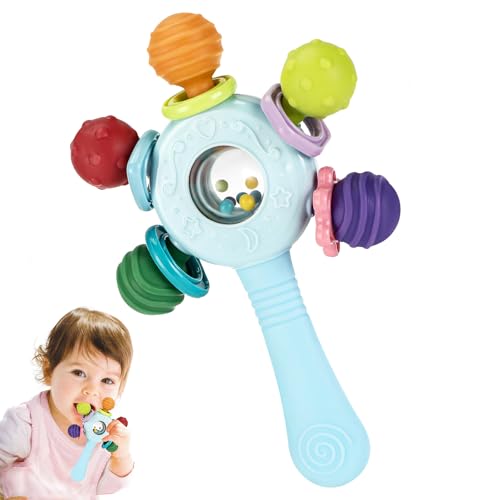 Vasmeiy Giochi Sensoriali per Neonati Sensoriales Juguetes Juguete de Denticion Sonajero, Sonaglio Neonato 3-6 mesi, Diseño Ergonómico, Adecuado para el Desarrollo Auditivo y Dental
