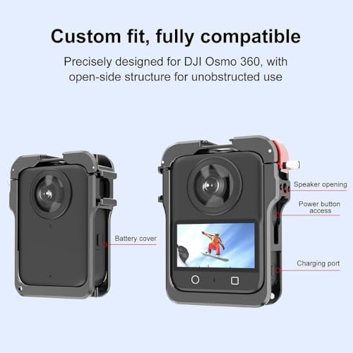 Image of Yantralay Metal Frame Camera Cage with Silicone Lens Protector Compatible with DJI Osm o Action 360 - Aluminium Protective Cage with 1 /4 inch Threaded Hole & Cold Shoe Mount, Action 360 Camera Accessories