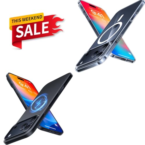 TORRAS Magnetic Slim Fit Bundle for iPhone 17 Pro — Black + Clear Case