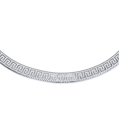 Bling Jewelry Flexible Reversible Flat Greek Key Design.925 Sterling Silver Herringbone Necklace Collar or Bracelet For Women Nickle-Free Made in Italy 16, 18 Inch2