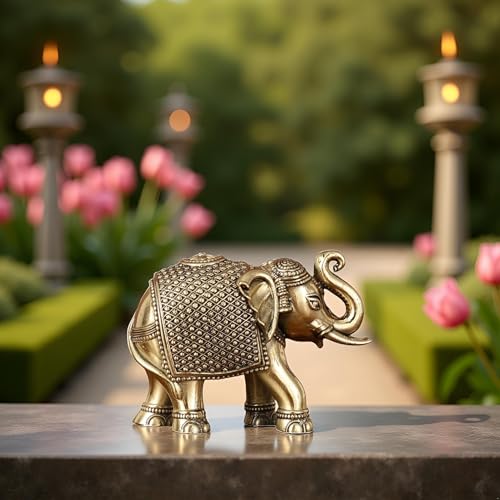 Estatua Decorativa de Elefante de Latón con Trompa Arriba miniatura 1