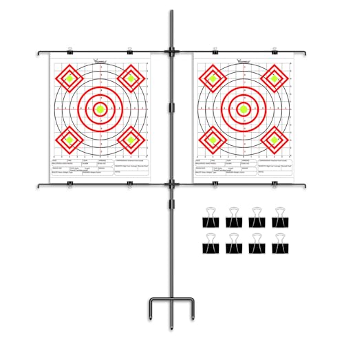 Image of Highwild Adjustable Paper Target Stand, Frame with 8 Clips | Clear Bullseye Targets Sheet for Shooting Practice