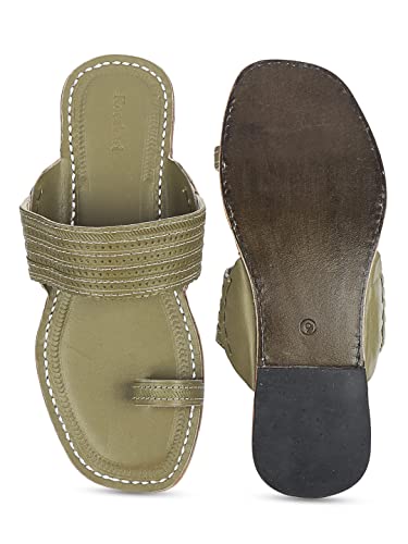 Image of KORAKARI Mens Kolhapuri Chappal, Handcrafted Sandal, Smooth and Comfortable Flip Flops Slipper Anti Slip Design Genuine Leather Traditional Footwear.