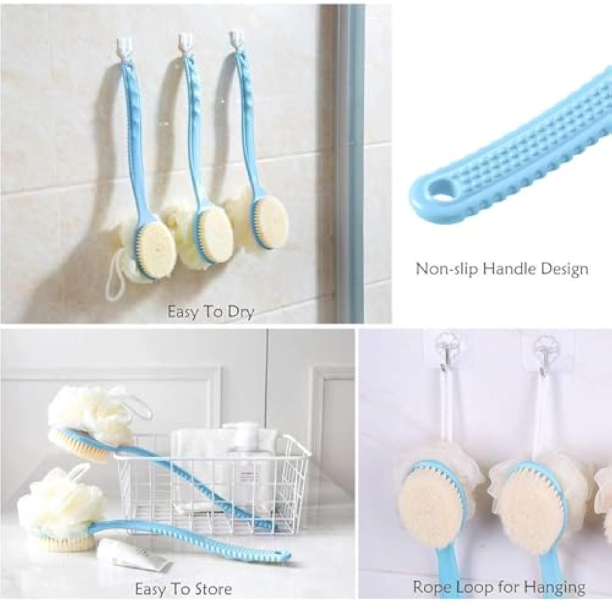 2 IN 1 Loofah with Handle Back Scrubber Bath Brush