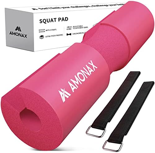AMONAX Barbell Squat Pad, Extra Thick Foam Padding for Neck & Shoulder Support, Heavy Duty Gym Fitness Workout Cover for Women Hip Thrusts, Weight Lifting and Heavy Weight Squats