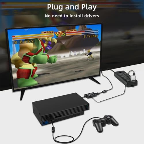 Mcbazel PS2 to HDMI Adapter for PlayStation 2 & 1, HDMI Converter Supports 4:3/16:9 Aspect Ratio Switch, 480p/720p Output, Plug & Play, Compatible with PS1/PS2 Phat & Slim - Image 6