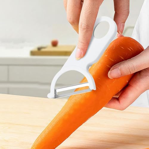 Poo4kark Home Gemüseschäler, Gemüse- Kartoffelschäler für die Küche |, Kohlschneider | Y-Schäler für, Gemüse, Kartoffeln, Obst, Karotten, Stahl (White, 12.5x3.3cm)