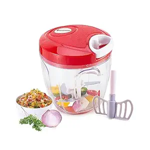 Wonderchef Jumbo String Vegetable Chopper & Whipper | Vegetable Cutter | Dip Whipper | Anti Slip | 5 Stainless Steel Blades | 1 Year Warranty