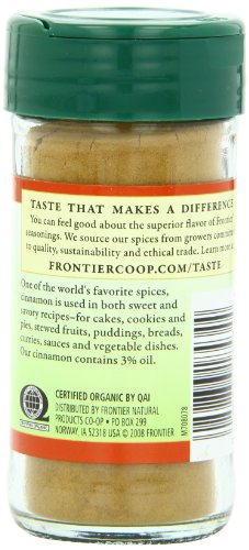 Frontier Co-op Organic Ground Cinnamon, 1.9 Ounce Bottle, Gourmet Quality Cinnamon, Full Balanced Spicy Flavor, Kosher