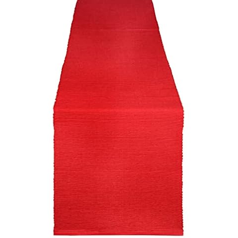 Yourtablecloth Cotton Ribbed Table Runner (Red, 13 x 108) Cover
