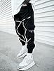 Mens Cargo Pants Hip Hop Techwear Harem Pant Jogger Sweatpants with Pockets Jogging Punk Black/White XXL #2