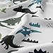 Sweet Jojo Designs 4-Piece Full Size Sheets Set (Blue Green Dinosaur) for Boys, Kids, Childrens, Breathable Bedding incl. Bed Flat Fitted Sheet & Pillow Cases (Modern Dino, Dinosaurs Theme, T-Trex)