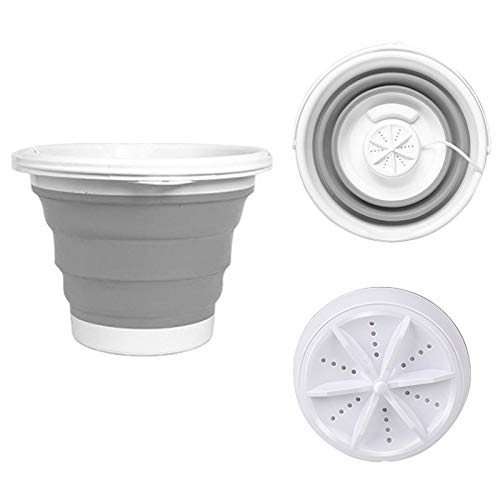 Upgraded Portable Washing Machine, Portable Ultrasonic Turbine Washer With Foldable Tub Personal Rotating and USB Cable, Mini Washing Machine for Camping Dorms Business Trip College Rooms (Gray)