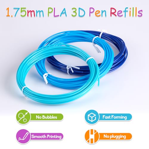 Image of 20 Colors 3D Pen Filament Refills 1.75mm PLA Threads Each Color 16.4 Feet Total 328 Feet with 2 Finger Caps Compatible with SCRIB3D and Compatible with MYNT3D 3D Pencil (3D Pen Not Included) | Include 2 Finger Caps, 3D Pencil Refill Pack, Compatible with SCRIB3D Kretrum MYNT3D 3D Pen ( 3D Pen Not Included )