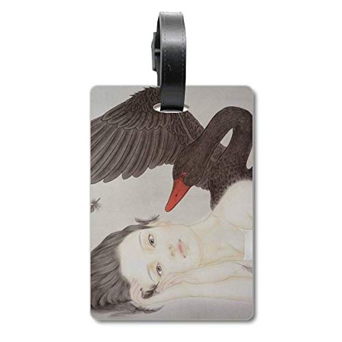 Étiquette de valise cygne noir chic pour sac et bagage haut de gamme