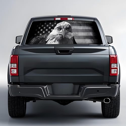 Image of Back Window Decals for Trucks - 65x17.3 in Eagle Flag Window Decal Rear Window Decals for Truck Decor, Creative Pickup Rear Window Decal for Personalized Decoration - Eagle-3-S