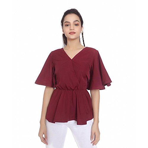 Buy Uptownie Lite Maroon Peplum Bell Sleeves Top at Amazon.in