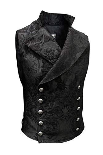 Shrine Men's Victorian Gothic Cavalier Vest Black Tapestry