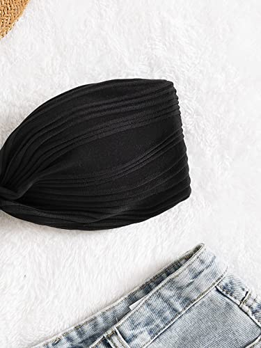 WDIRARA Women's Knot Strapless Backless Swimwear Sleeveless Tube Bikini Top3