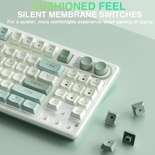 Image of CORBOBO SOLAKAKA SK90-75% Wireless Keyboard, Cute Creamy Gaming Keyboard with Number Pad, Tri-Mode BT5.0 /2.4G /USB-C, Media Knob, RGB Backlit, Quiet Keys Silent Office Keyboards for PC MAC