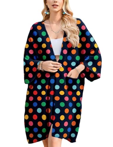 MAKABO Swimsuit Kimono Coverup for Women, Hawaiian Beach Bikini Print Cover Ups with Belt and Pockets