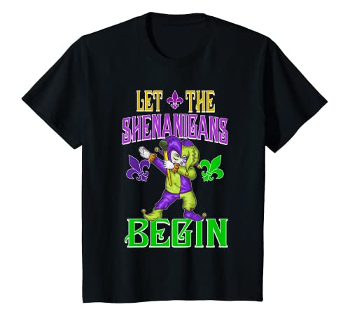 Kinder Let The Shenanigans Begin Süßes Mardi Gras Dabbing Jester Boy T-Shirt