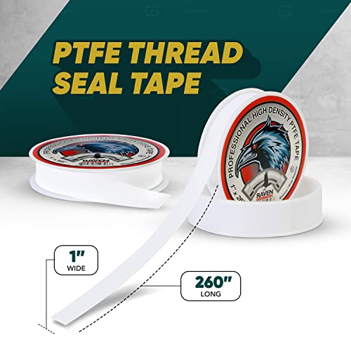 Image of Supply Giant S1646-10 PTFE Thread Seal Tape for Plumbers, White 1 Inch x 260 Inch (Pack of 10 Rolls)