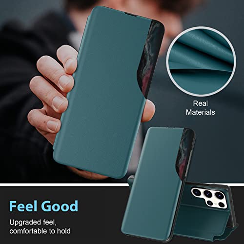 Étui en cuir Galaxy S22 Ultra pliable vert chic - 3