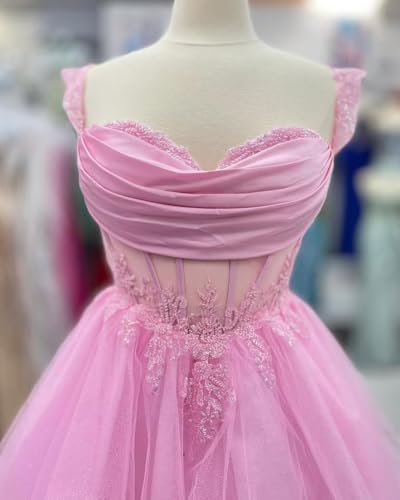 Youjiayi 3D Floral Short Homecoming Dress for Teens Sparkly Lace DAMA Dresses for Quinceanera Off Shoulder Beaded Ball Gown4