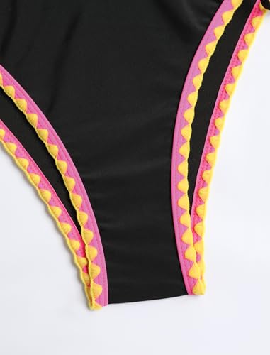 Image of ZAFUL Women's Bandeau Bikini O Ring Strapless Tie Back High Cut Two Piece Swimsuit Bathing Suits