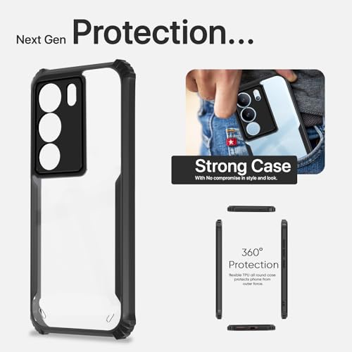 Image of Pikkme Back Cover for Vivo V29 / V29 Pro 5G | Ultra Hybrid Shockproof Case | Full Camera Protection | Raised Edges | Clear Transparent Bumper Case (Black)