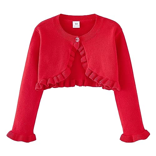 Image of Girls Cardigan Sweater Button Knit Sweater Kids Ruffle Long Sleeve Dress Cover Up Size 12M-6T