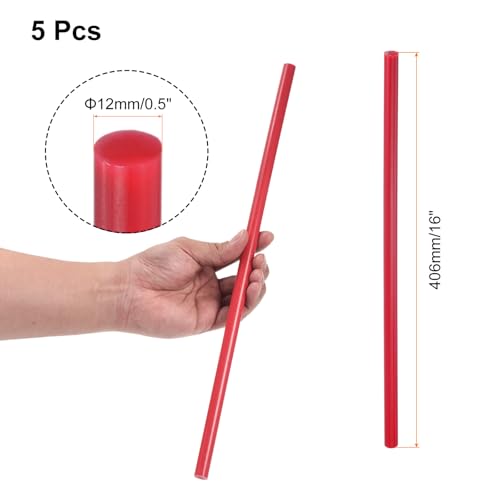 Image of uxcell 5 Pcs Red Plastic Rods 12 x 406mm ABS Styrene Round Stick Round Solid Bar DIY Model for DIY Toys Building Making Architectural Model Making