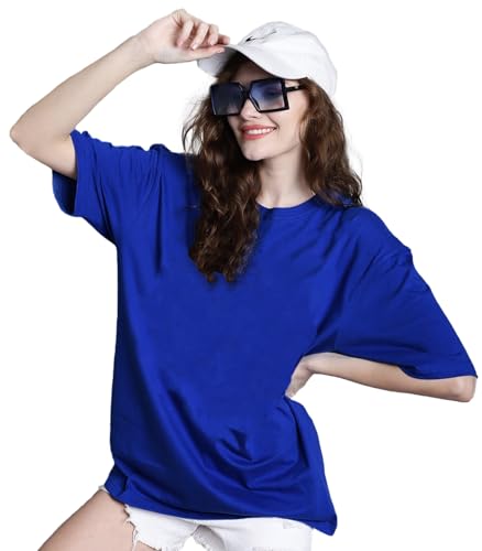 Image of LEOTUDE Women's Drop Shoulder Oversized Baggy Fit Half Sleeve Plain Solid Round Neck Multicolor T-Shirt Combo for Women's (Pack of 3)
